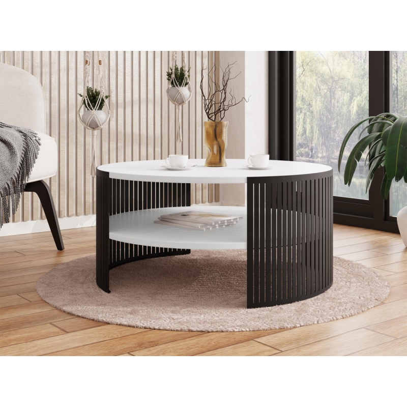 Table basse FIKOLI 40x75 cm noir/blanc