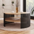 Table basse FIKOLI 40x75 cm noir/doré chêne