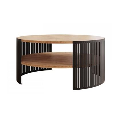 Table basse FIKOLI 40x75 cm noir/doré chêne