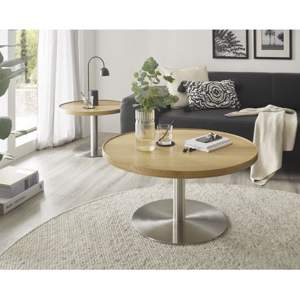 Table basse FOCUS Ø 80 cm chêne/inox