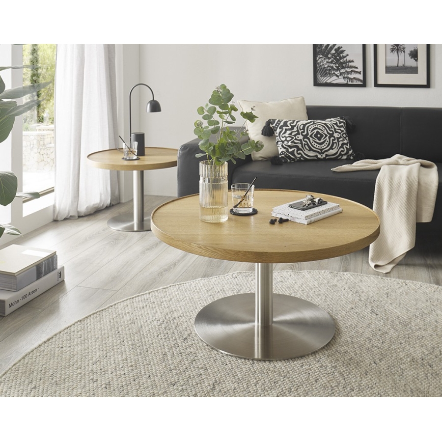 Table basse FOCUS Ø 80 cm chêne/inox