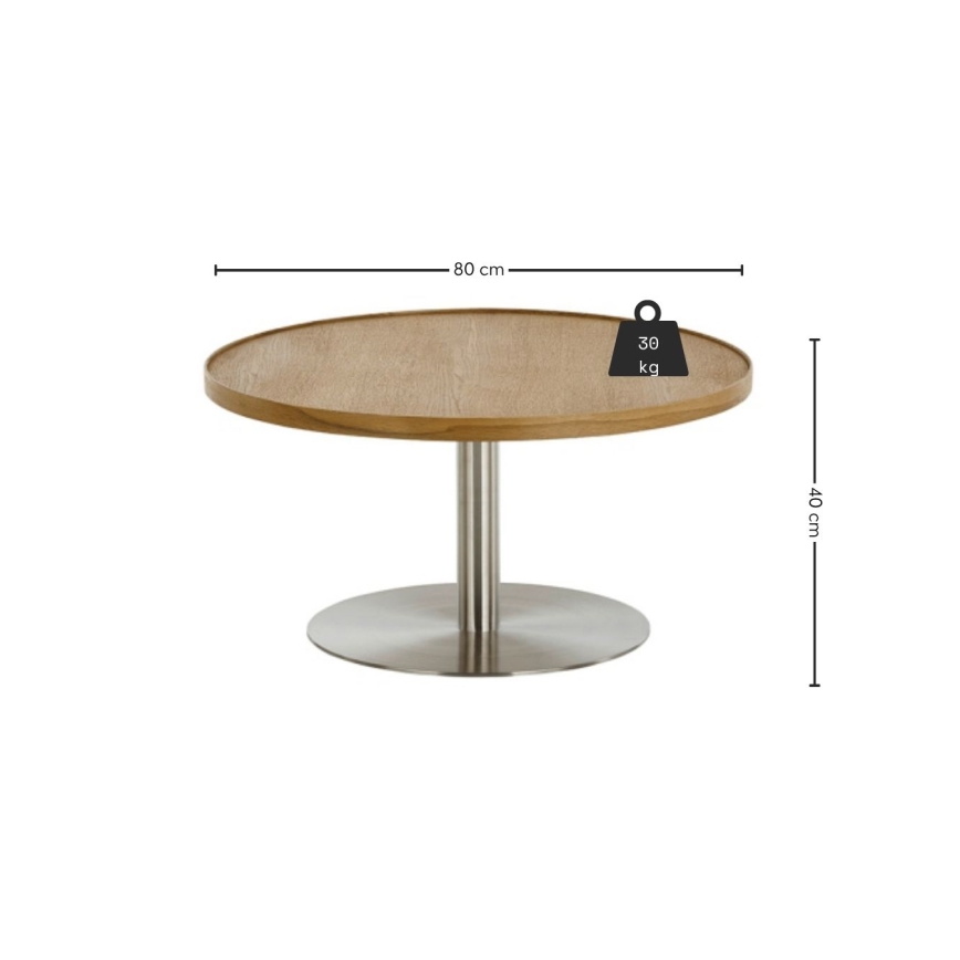 Table basse FOCUS Ø 80 cm chêne/inox