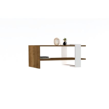 Table basse GAYE 35x80 cm marron / blanche