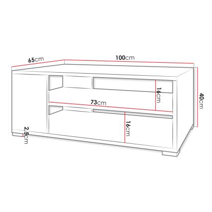 Table basse GIMREN 100 x 40 cm, blanche