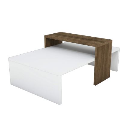 Table basse GLOW 32x80 cm blanc/marron