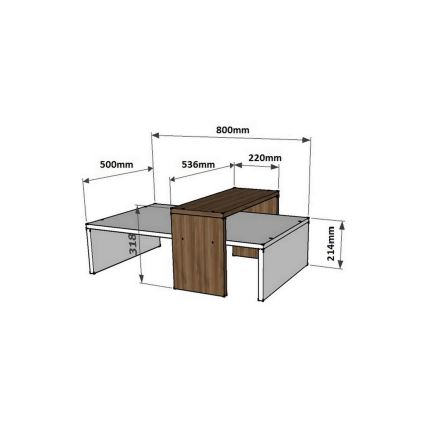 Table basse GLOW 32x80 cm blanc/marron