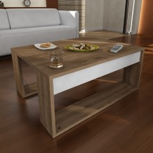 Table basse GORDER 35x80 cm marron/blanc
