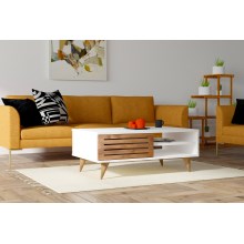 Table basse GRANDE 42x100 cm blanc/marron