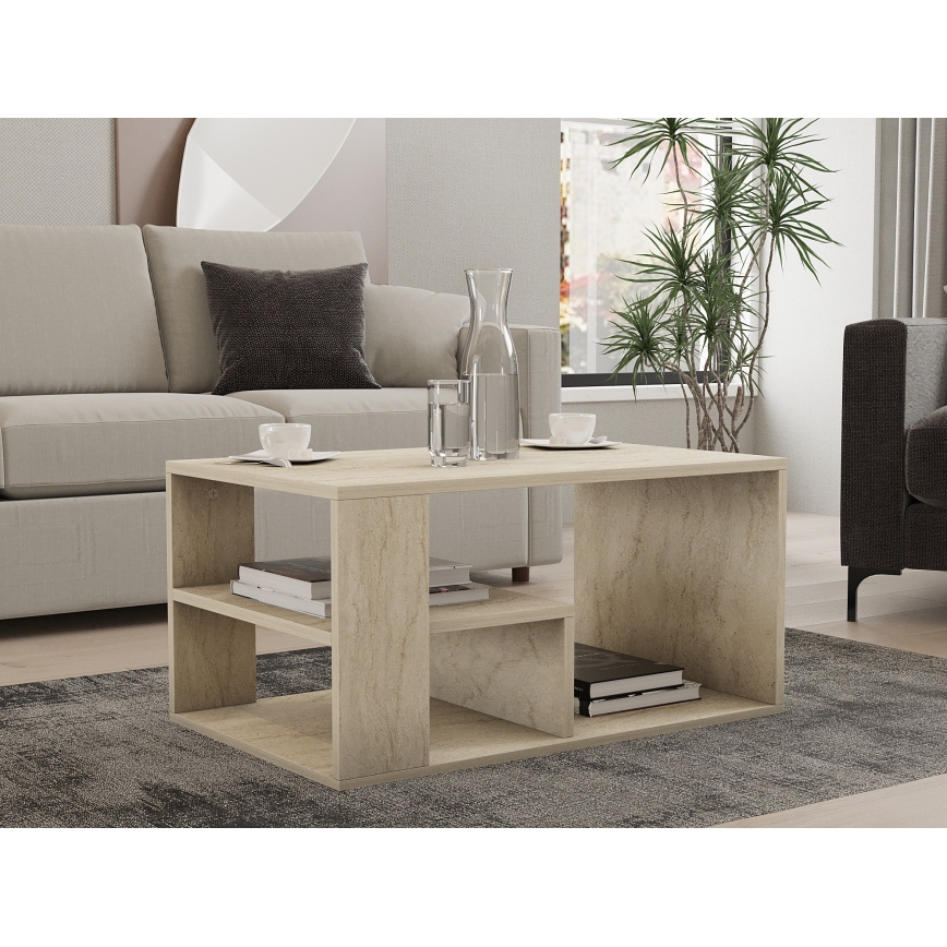 Table basse JELIO à décor marbre beige