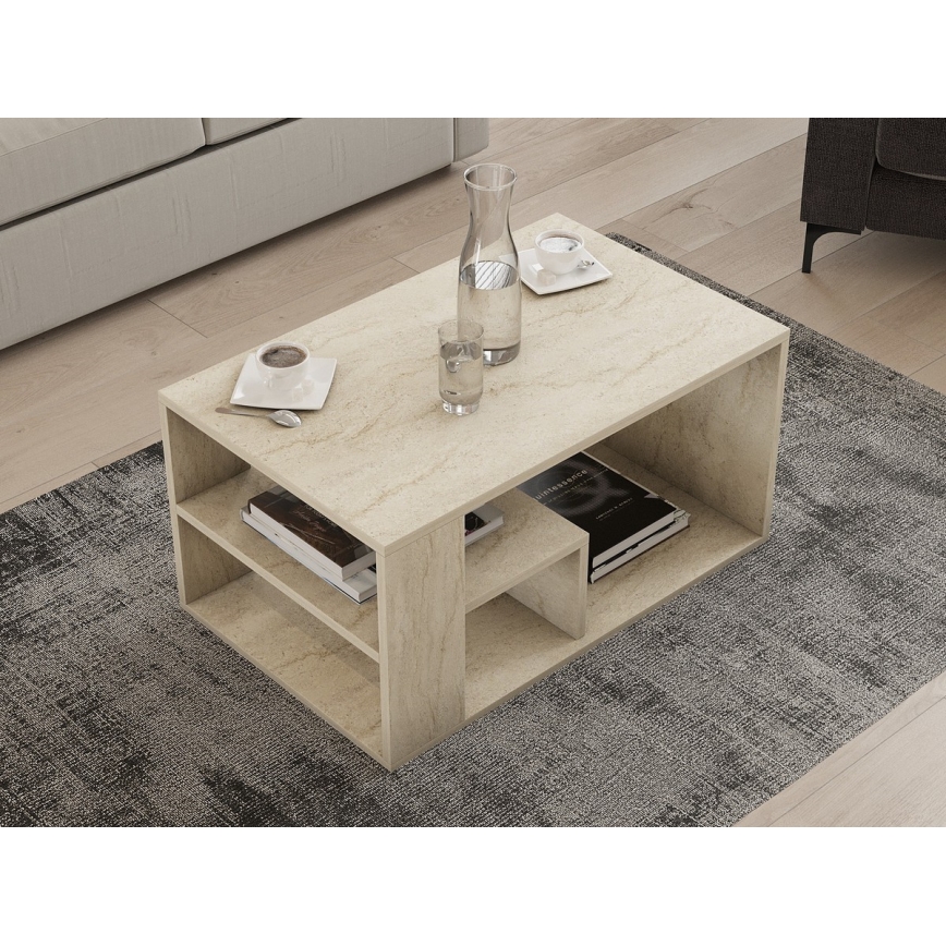 Table basse JELIO à décor marbre beige