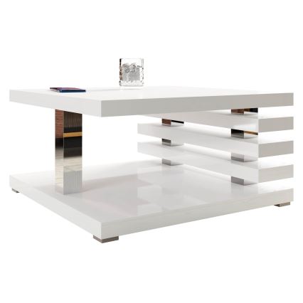 Table basse KYOTO 31x60 cm blanc brillant