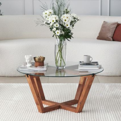 Table basse LOTUS 35x75 cm marron/transparent