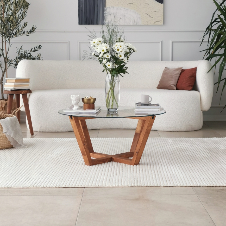Table basse LOTUS 35x75 cm marron/transparent