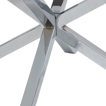 Table basse LUCA 82 cm, plateau en verre transparent et structure argentée