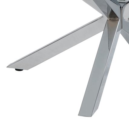 Table basse LUCA 82 cm, plateau en verre transparent et structure argentée