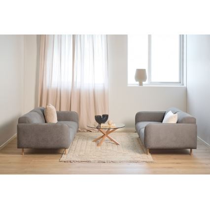 Table basse LUCA 82 cm verre transparent/chêne