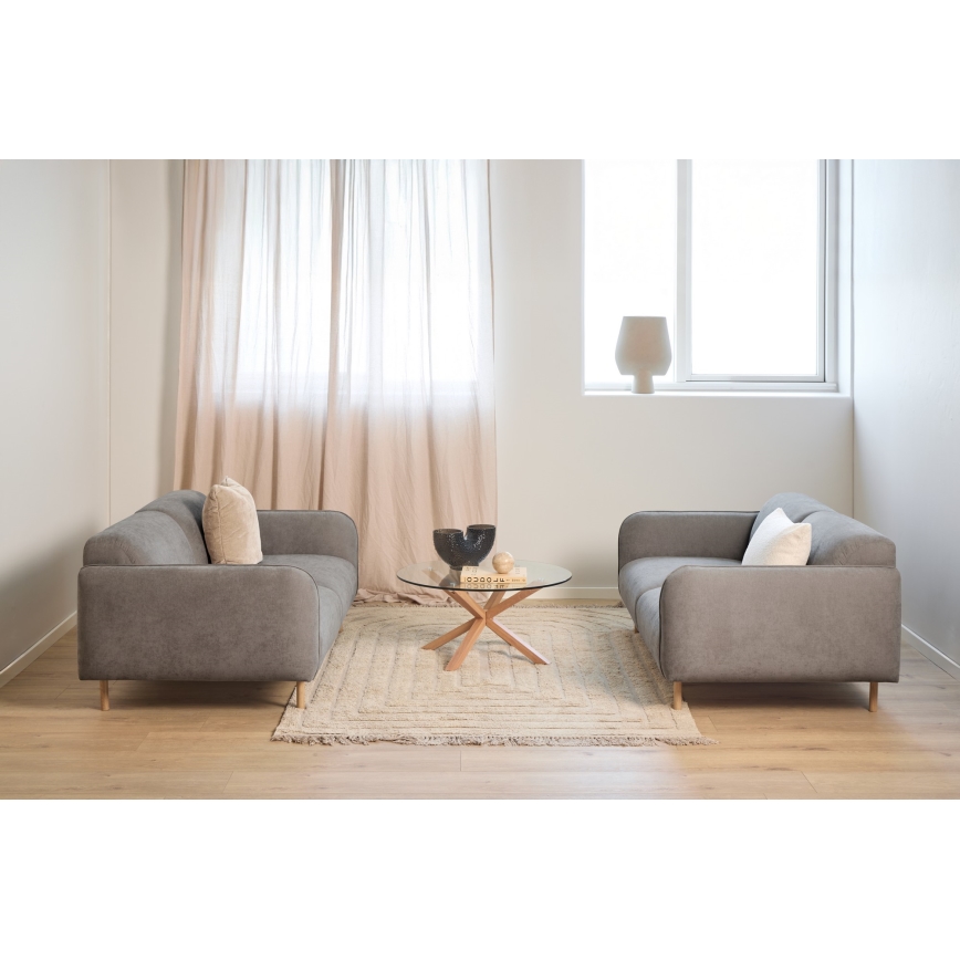 Table basse LUCA 82 cm verre transparent/chêne