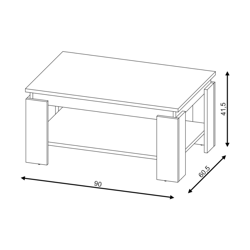Table basse LUNO chêne artisan/noir