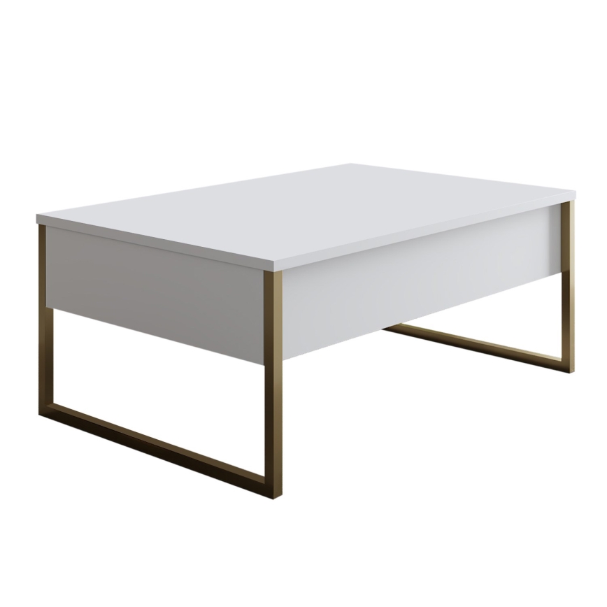 Table basse LUXE 40x90 cm blanc/doré