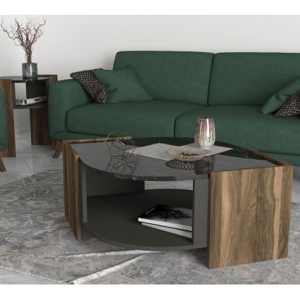 Table basse MARBEL 40x75 cm marron/noire