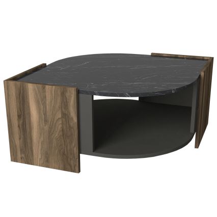 Table basse MARBEL 40x75 cm marron/noire