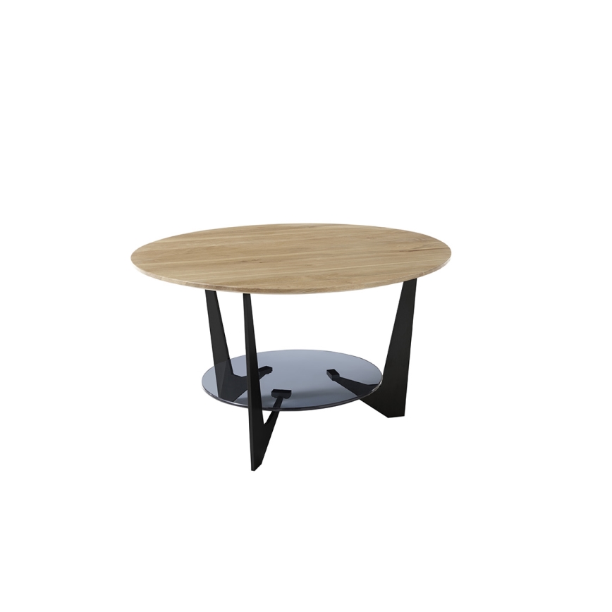 Table basse MARMO Ø 70 cm chêne/noir