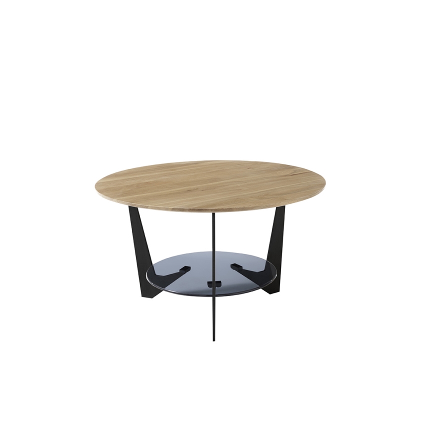 Table basse MARMO Ø 70 cm chêne/noir