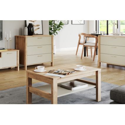 Table basse MENTA 90x45 cm chêne Wotan/gris