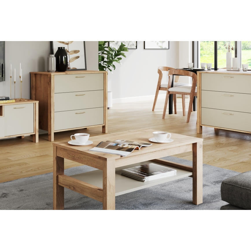 Table basse MENTA 90x45 cm chêne Wotan/gris