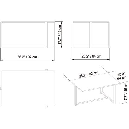 Table basse MERIDETHS 45x92 cm dorée/blanche