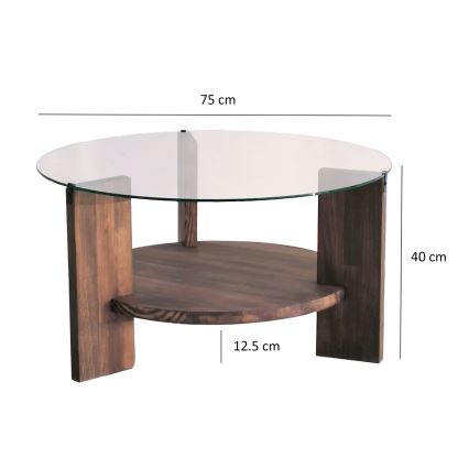 Table basse MONDO 40x75 cm pin/transparent