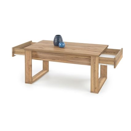 Table basse avec tiroirs NEA 52x110 cm marron/chêne wotan
