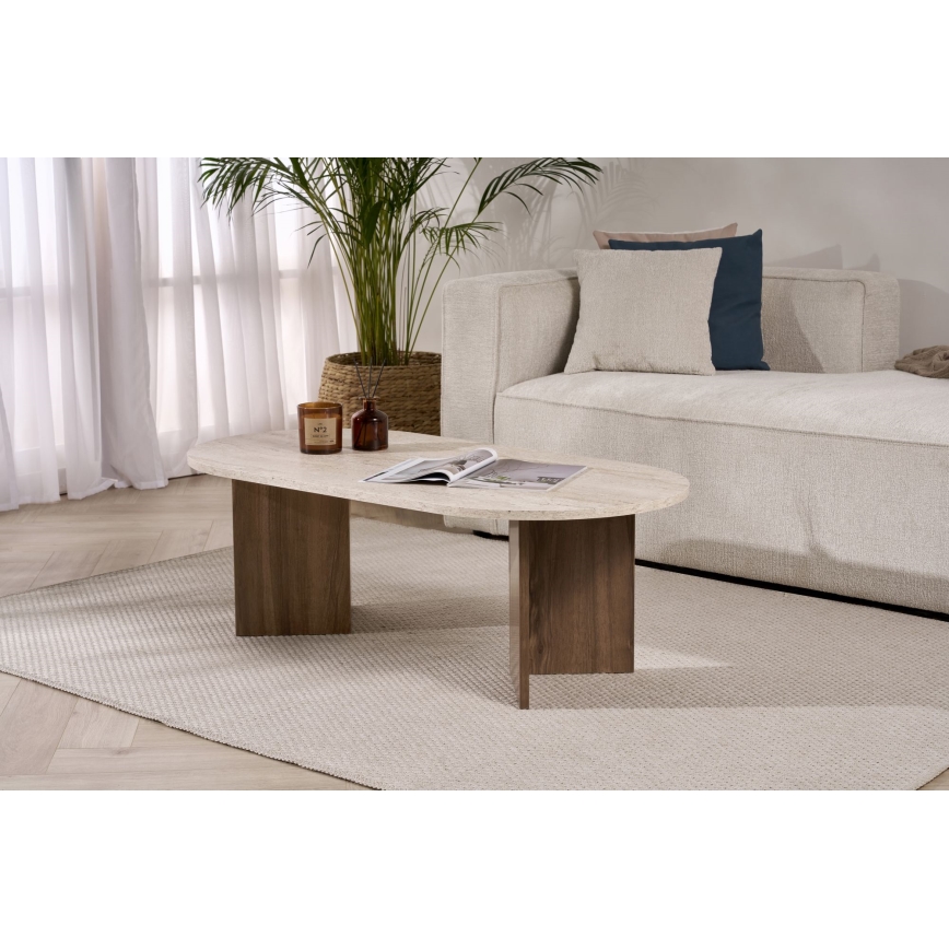 Table basse NEL 119x60 cm beige/noyer