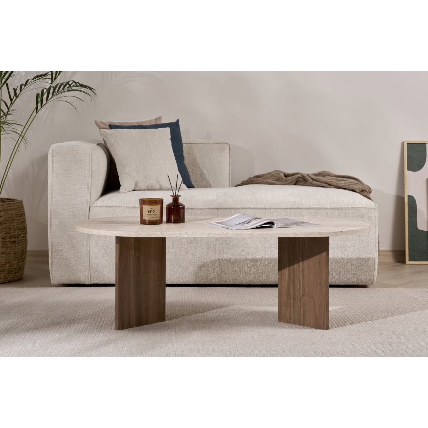 Table basse NEL 119x60 cm beige/noyer