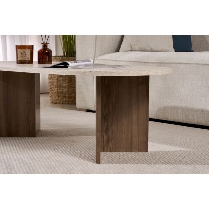 Table basse NEL 119x60 cm travertin/noyer