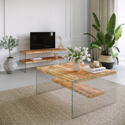 Table basse NIAGARA 40x75 cm pin/transparent