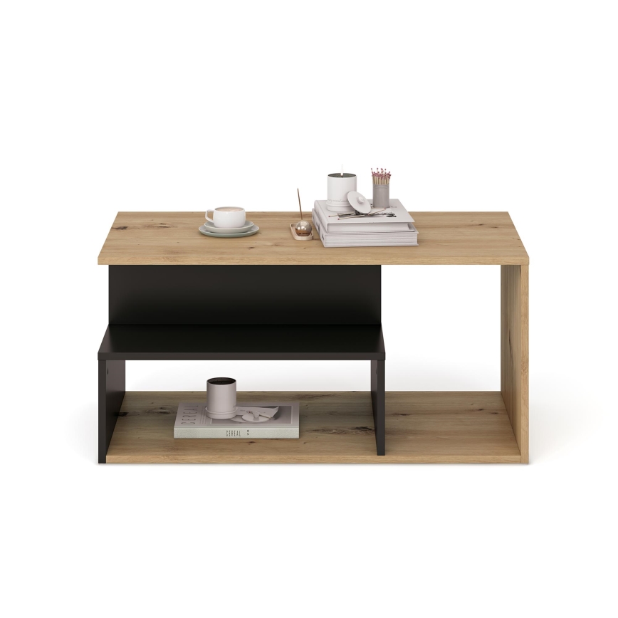 Table basse NOTE 90x51 cm noir/chêne artisan