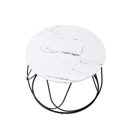 Table basse NUBIRA 41x60 cm noir/décor en marbre