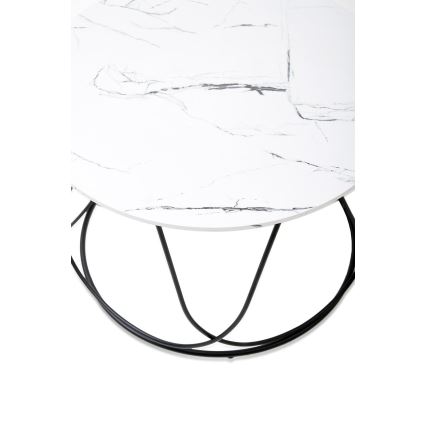 Table basse NUBIRA 41x60 cm noir/décor en marbre