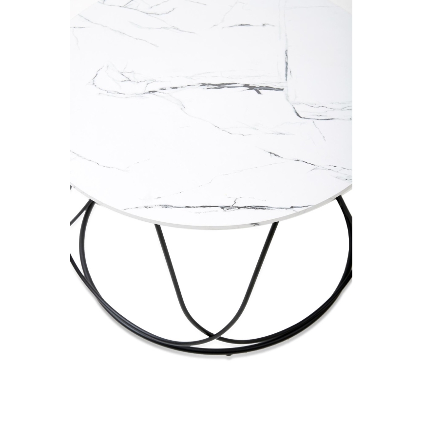 Table basse NUBIRA 41x60 cm noir/décor en marbre