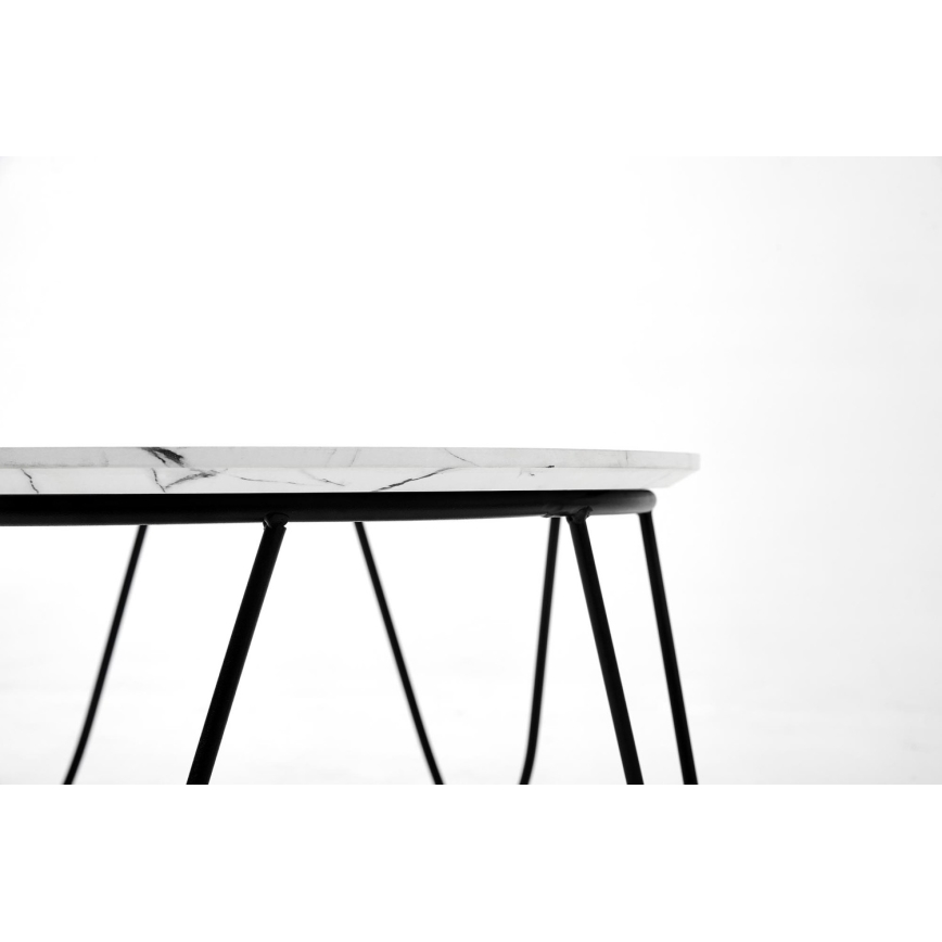Table basse NUBIRA 41x60 cm noir/décor en marbre