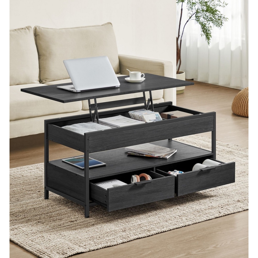 Table basse NYRO à plateau relevable, finition noire