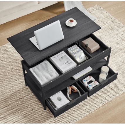 Table basse NYRO à plateau relevable, finition noire