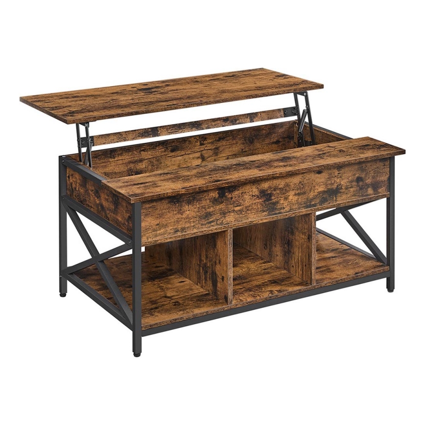 Table basse NYRO à plateau relevable, marron/noir