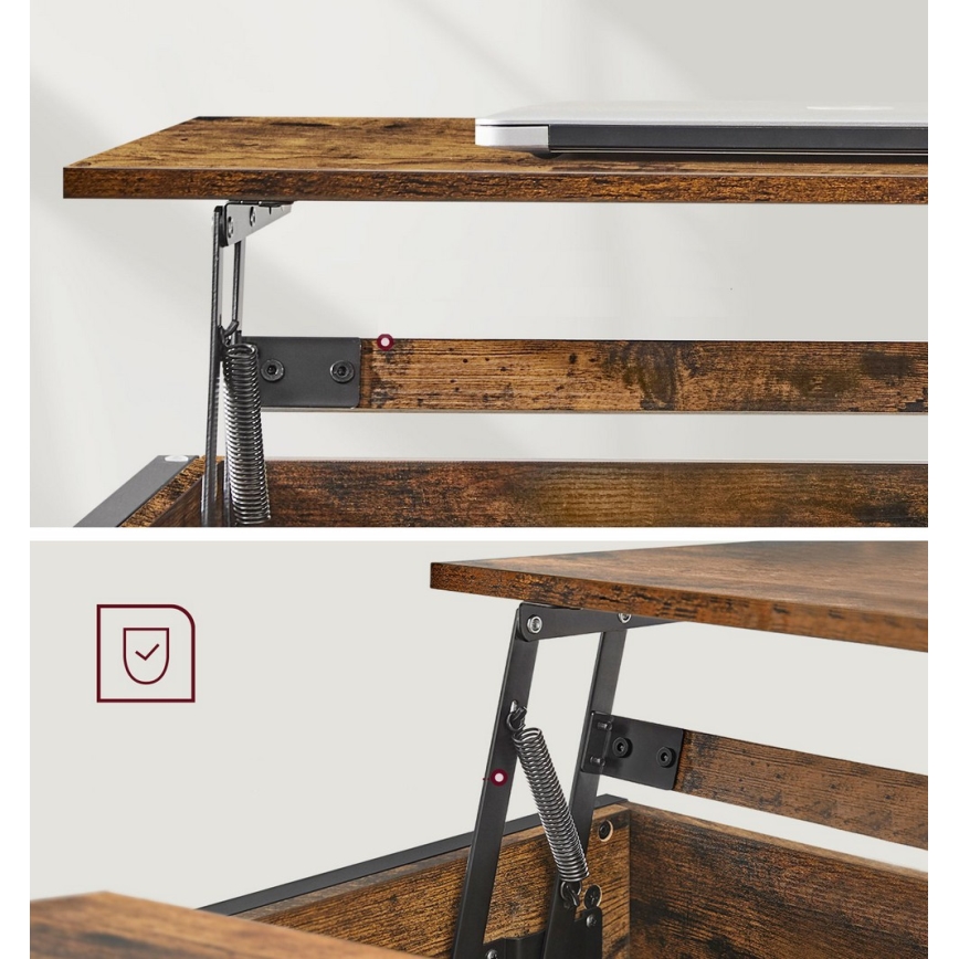 Table basse NYRO à plateau relevable, marron/noir