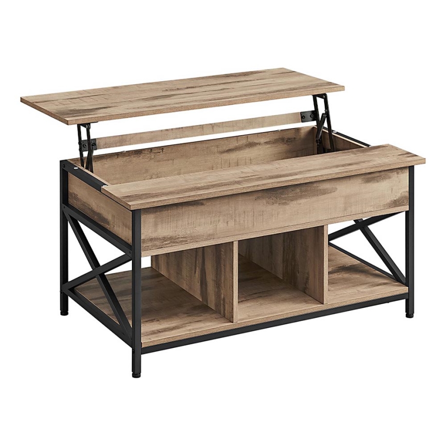Table basse NYRO à plateau relevable marron/noir