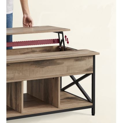 Table basse NYRO à plateau relevable marron/noir