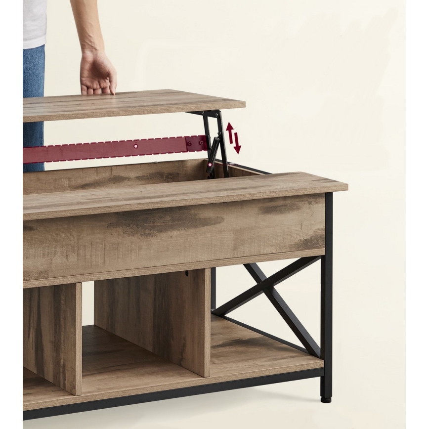 Table basse NYRO à plateau relevable marron/noir