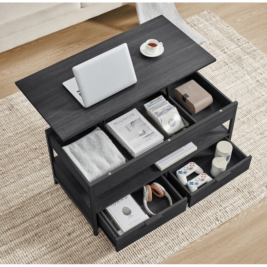 Table basse NYRO à plateau relevable, noire