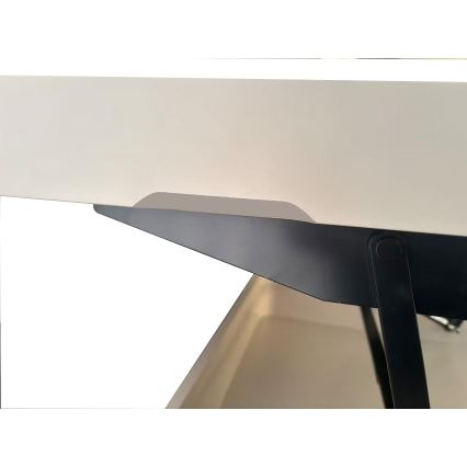 Table basse OASIS 75x75 cm, avec plateau relevable et étagère intégrée, crème/noir